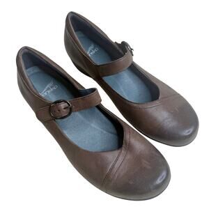 DANSKO Women’s 41 10.5 Fawna Mary Jane Wedge Comfort Shoe Chestnut Brown